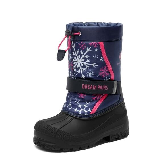 DREAM PAIRS Big Kids  Mid Calf Waterproof  Snow Boots , Navy/Fuchsia, Size 2 - Picture 1 of 8